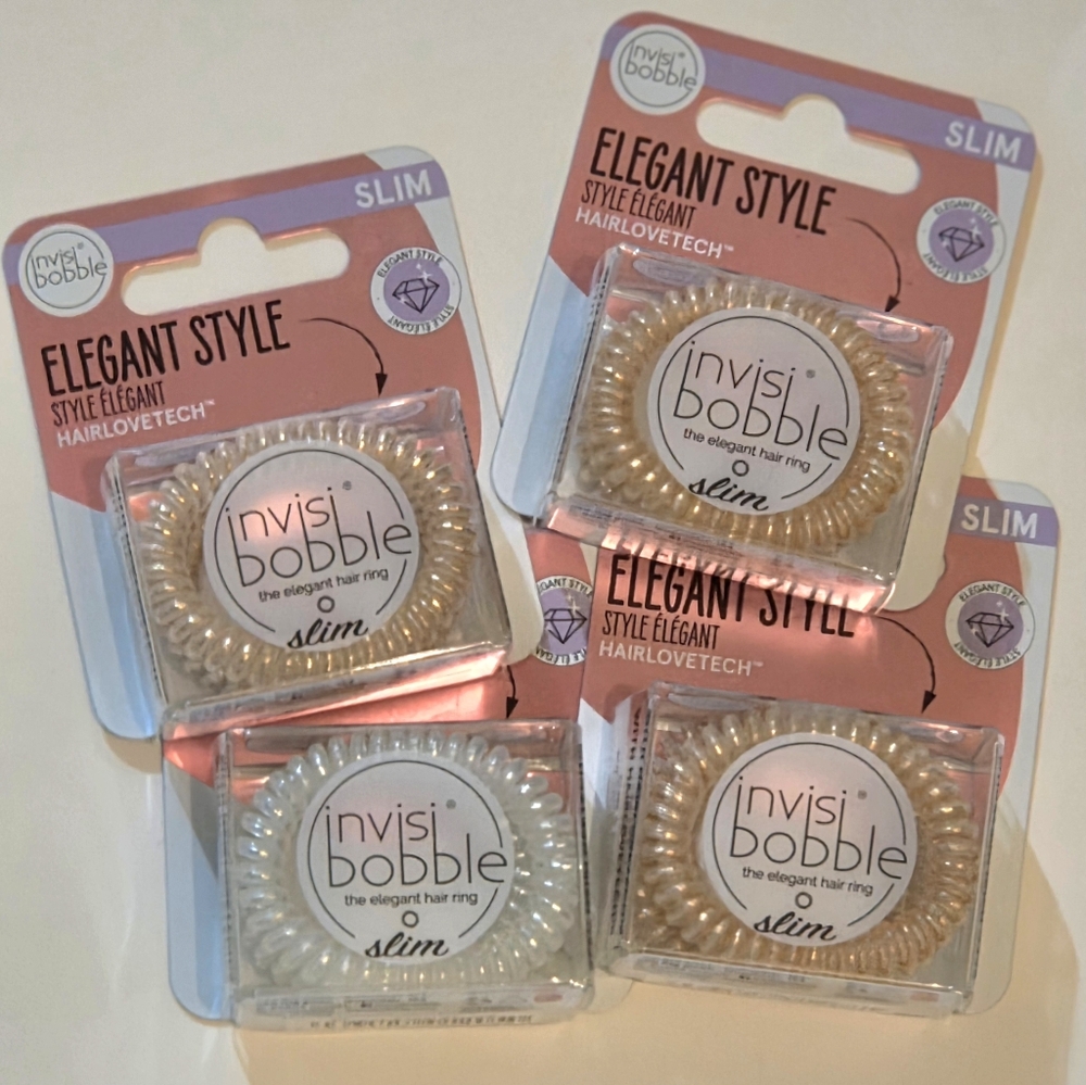 Invisi Bobble Elegant Style Slim Hair Ring 4pc Set